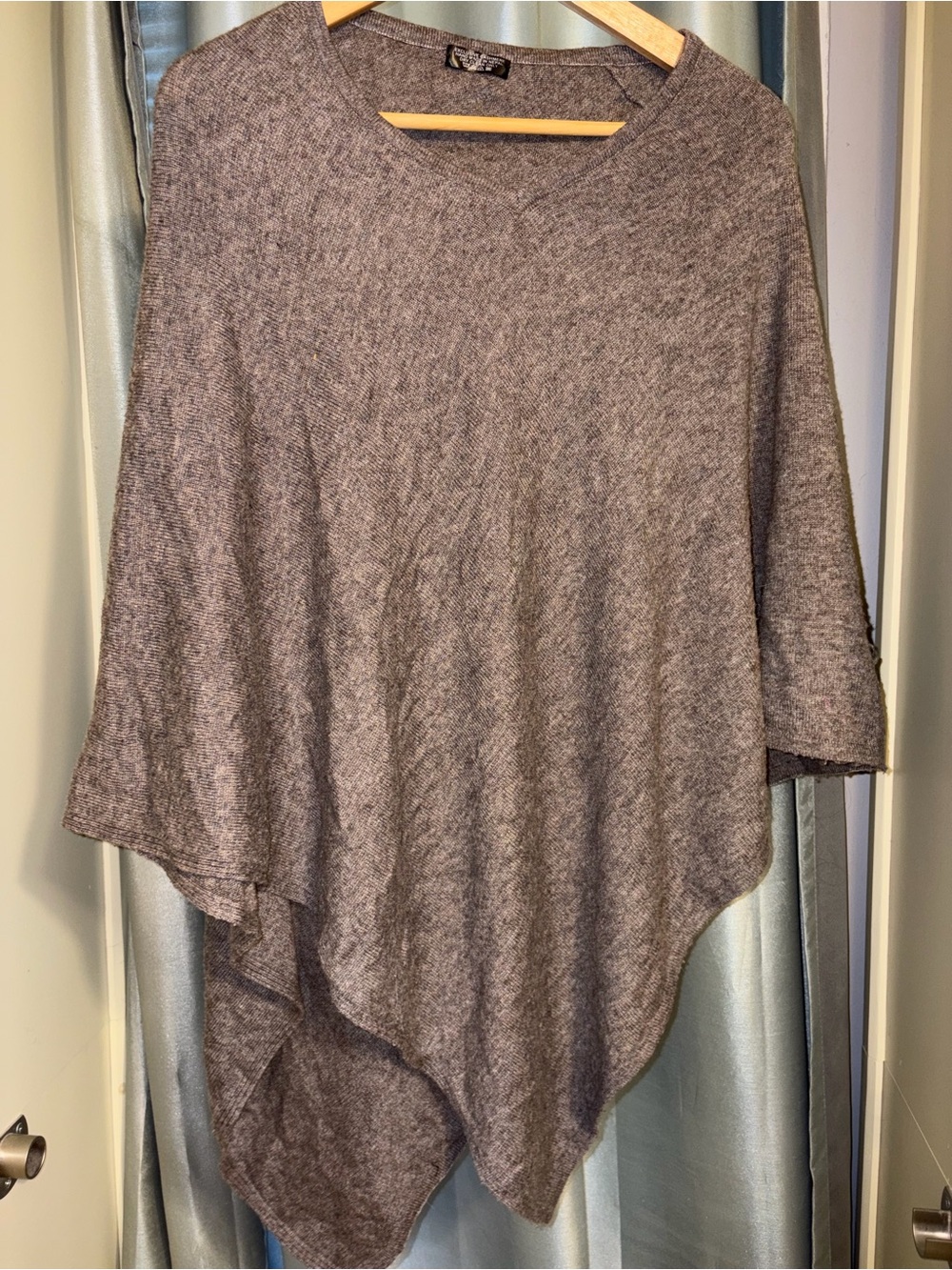 Soft Knit Cashmere Brown/Gray Women's Poncho Sweater - Unbranded